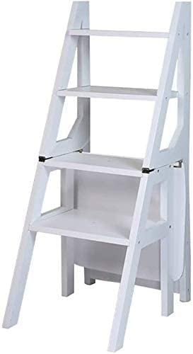 Taburetes Plegables Blancos y Madera Marca OUZVI