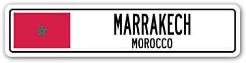 Marrakech, Morocco Street Sign Moroccan Flag City Country Road Wall Gift