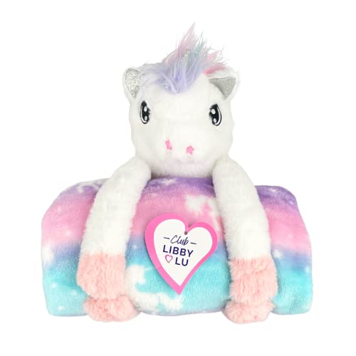 CLUB LIBBY LU Unicorn Throw Blanket and Stuffed Animal Gift Set for Girls, Butter Soft Fleece (37\" x 49\")