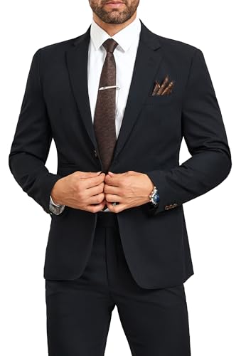 Mens Formal Suits 2 Piece Stripe Suit Jacket Pants Set with Tie Slim Fit Tuxedo Suits for Men Wedding Prom Suit