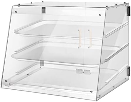 YBSVO 3 Tray Commercial Countertop Bakery Display Case with Rear Doors - 21" x 17 3/4" x 16 1/2"