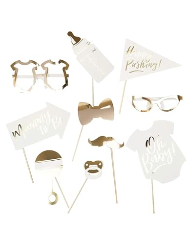 Oblique-Unique® 25 Fotorequisiten Für Die Babyparty – Inkl. Holzstäbchen Und Sticker