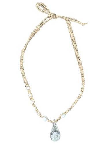 BlueRica White Mushroom in Glass Pendant on Hemp Necklace with Puka Shell Beads3