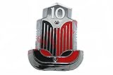 ESTÁNDAR VINTAGE 10 COCHES AEspares Insignia vintage estándar 10 para capó de coche, diseño cromado, color rojo y negro, hecho de plástico