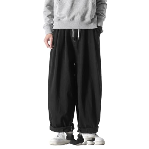 GUOYUXIAO Men's Pants Spring Summer Large Size Casual Loose Straight Wide Leg Harlan Trouser