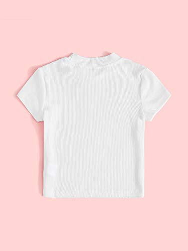 Floerns Girl's Solid Mock Neck Rib Knit Casual Everyday Tee Shirt2