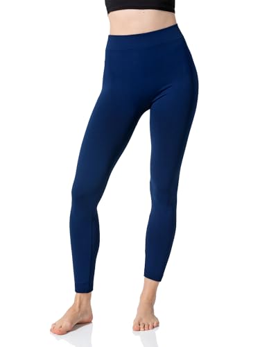 Yenita 2 piezas de leggings térmicos para mujeres, con interior de forro polar suave y cálido, Negro + Gris oscuro, S-M