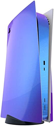PlayVital for ps5 Skin - Disc Edition Full Set Vinyl Decal Sticker, Cover Skin Accessories for ps5 Controller & Charging Station & Headset & Media Remote - Chrome Purple Blue — view 3
