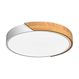 Goomavi Modern LED Ceiling Light, Round Wood Flush Mount Ceiling Light Fixtures, Minimalist Lighting