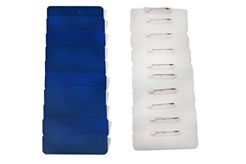 20 Blue Front White Back Rounded Plastic Pin | Blank Name Tag | Naag Tag Personalized Name Tags | Engraved Name & ID Badges | Name Plaque or Name Labels