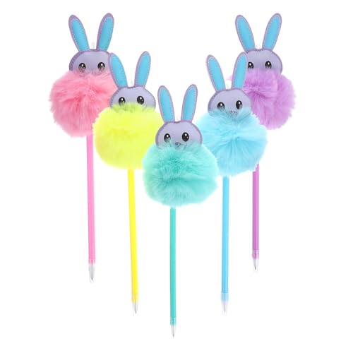 Bolígrafos de conejito de peluche con tinta negra y punta suave para papelería creativa escolar