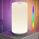 Touch Bedside Table Lamp, [RGB Mode] 3 Way Dimmable Warm White Lights for Bedroom, Multi-Color Smart Nightstand Lamp Desktop LED Lamp for Living Room Home Gifts