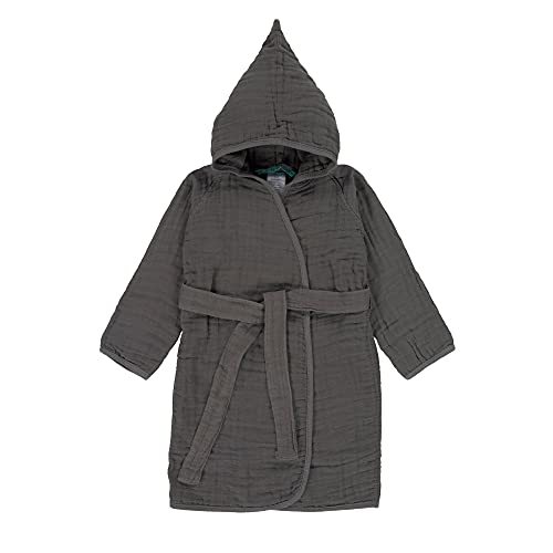 LÄSSIG Kinder Bademantel Baumwolle/Muslin Bathrobe anthracite 24 - 36...