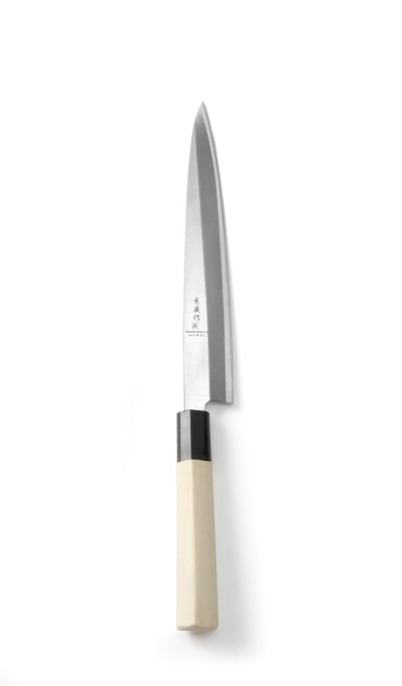 HENDI Sashimi-Messer – Japanisches Traditionsmesser mit Holzgriff, Klinge 210 mm, Gesamtlänge 340 mm