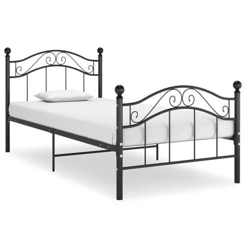 KLYEON Estructura de Cama de Metal Negro 100x200 cm,AI_False Camas y somieres
