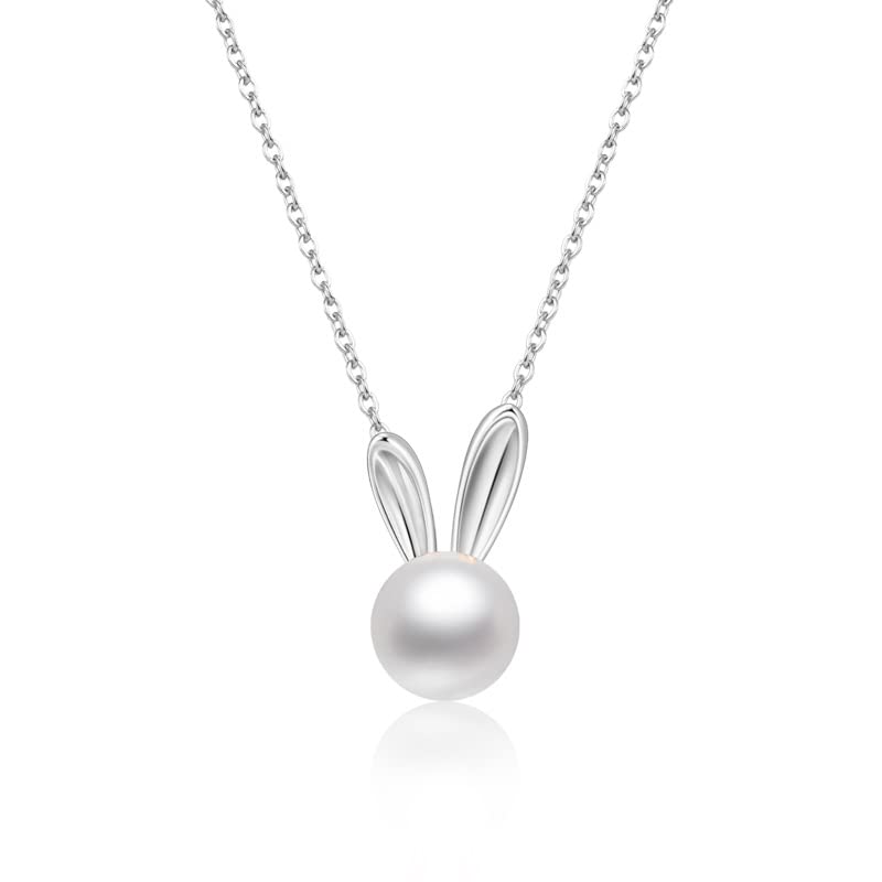 Collar de Conejo de Oro, Collar Colgante de Conejo Perlas de Agua Dulce - Hermosos Regalos para Mujeres