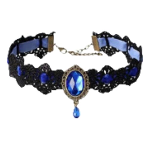 GYRMMUE Gargantilla gótica de encaje para mujer, collar vintage con gemas de cristal, estilo punk, collar de murciélago vampiro oscuro, disfraz de Halloween, joyería de fiesta, L, Acrílico, No es una