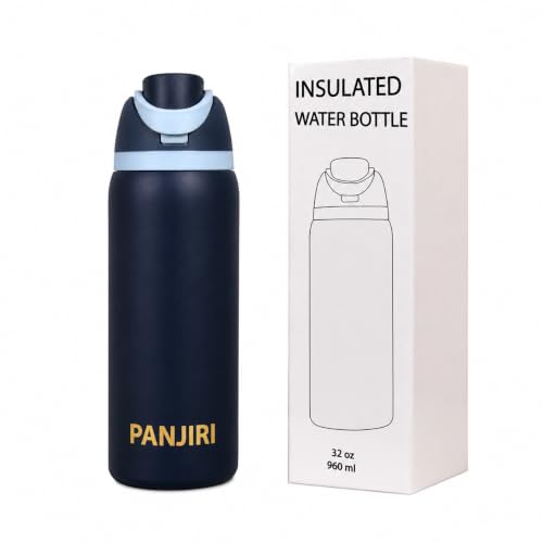 Image of FreeSip Gym Water Bottle with Straw & Chug Lid - Leak Proof Push Button Opening, BPA Free, 32oz Large Capacity Sports Bottle with Carry Handle 960 ML (Royal Blue)