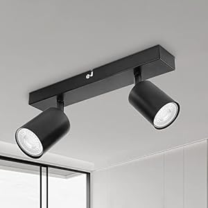Ceiling Light – Spotlight Ceiling Bar in Matt Black – Ceiling Lights Spotlights with GU10 Socket Industrial 2 Way Light Ceiling Indoor Spot Light for Kitchen Lounge Bedroom Dining Room