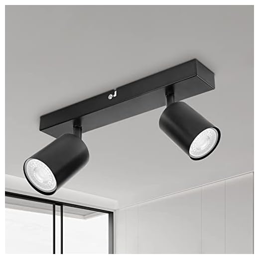 Dehobo Led Deckenstrahler Schwenkbar 350° - Deckenstrahler 2 Flammig Deckenleuchte GU10, LED Wandstrahler Schwarz, Spotlight Lampe Deckenlampe für Wohnzimmer Schlafzimmer Küche, Nein GU10 Leuchtmittel