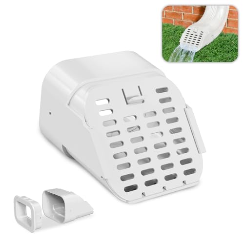 3x4 & 2x3 Type-A Gutter Downspout Guard Cover Gutter Downspout Extensions Keep Leaves and Rodents Out Downspout Diverter for Rain Water Drainage (1 Pack-White)