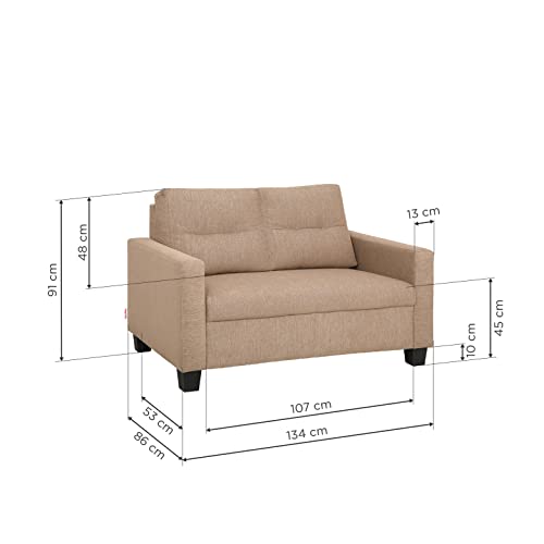 Image of Duroflex Ease - 5 Seater Sofa, 3+1+1 Sofa Set | Premium Fabric, High Comfort Foam, Durable Termite-Resistant Wooden Frame & Easy Maintenance | 3-Year Warranty - Brown