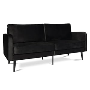 Milliard Velvet Loveseat Sofa, 3 Seater 72″ Couch with Soft Cushions – Compact One Box Design for Easy Apartment Delivery, Modern Style for Living Room, Bedroom, Office (Velvet, Black) (Black)