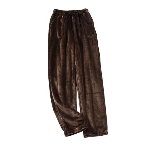 Akklian Unisex Flannel Pajama Pants Baggy Fit Fluffy Long Pants Thermal Comfy Velvet Trousers Drawstring Fleece Lounge Pants