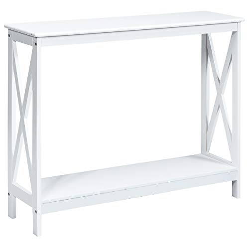 Giantex-Console-Table-2-Tier-with-Storage-ShelfX-Design-Bookshelf-Narrow-Accent-Table-for-Entryway-Hallway-Living-Room-Sofa-Side-Table-White 31bRrrPEReL