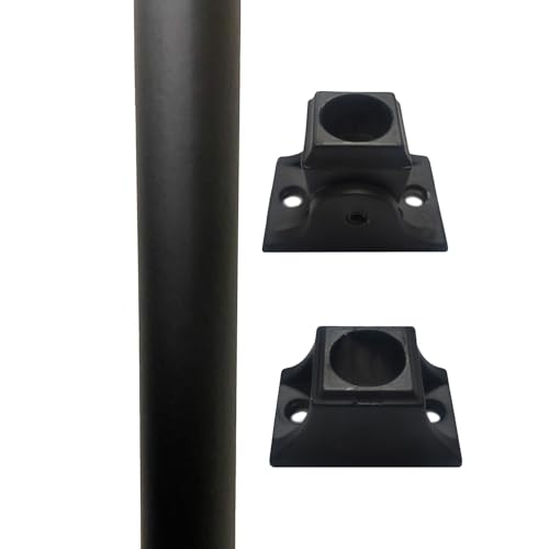 Kit balustre rond en fer noir satiné avec sabots pour garde-corps escalier