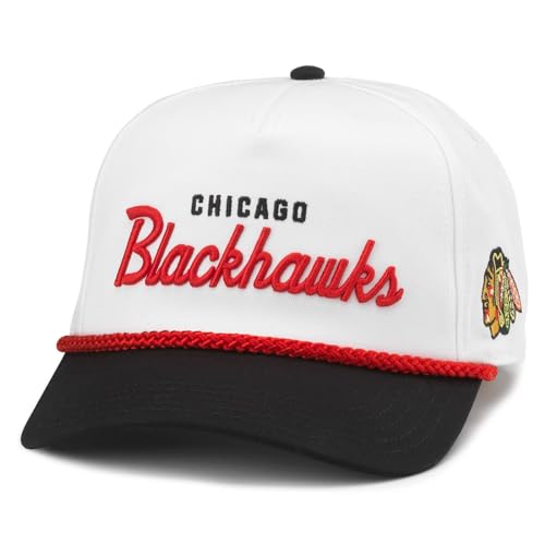 AMERICAN NEEDLE Chicago Blackhawks Officially Licensed NHL Roscoe Adjustable Snapback Baseball Hat (23008A-CBH-WHBL)
