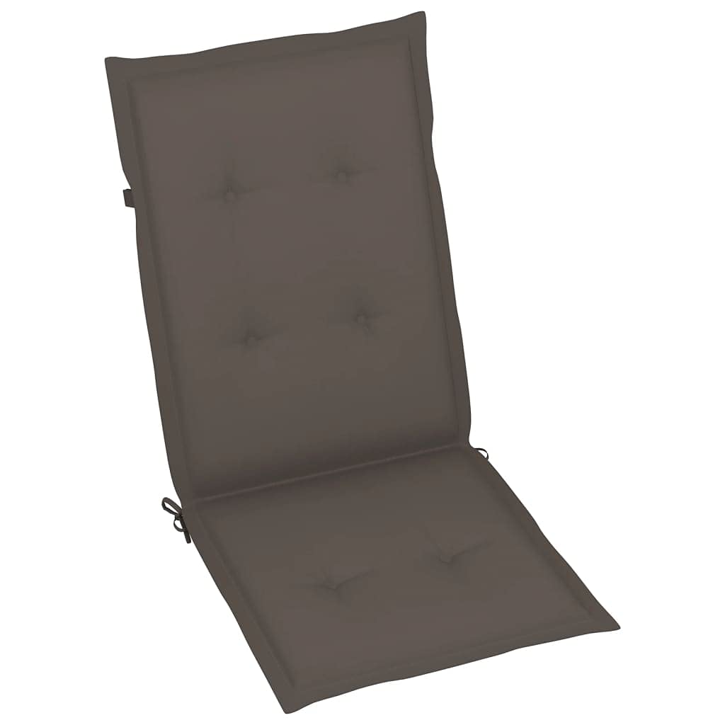Cuscino per sedia da giardino, 2 pezzi, per sedie a sdraio con schienale alto, design universale, per interni ed esterni, balcone, terrazza, con 2 laccetti, tortora, 120 x 50 x 3 cm