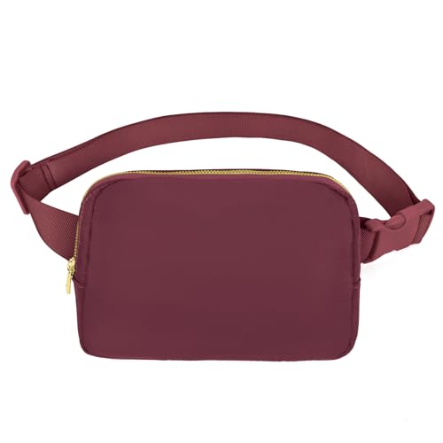 VOROLO Fanny Pack For Women And Men Crossbody Bag Belt Bag Wine Red