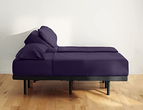 Mr Pandaa Split King Sheets Sets For Adjustable Bed, Soft 1000-Thread-Count 100% Egyptian Cotton, Sateen Weave, 5Pc Set With 2 Fitted Sheets, Split-King Sheet Set 18-Inch Deep Pockets, 1000-Tc - Plum #TOP12