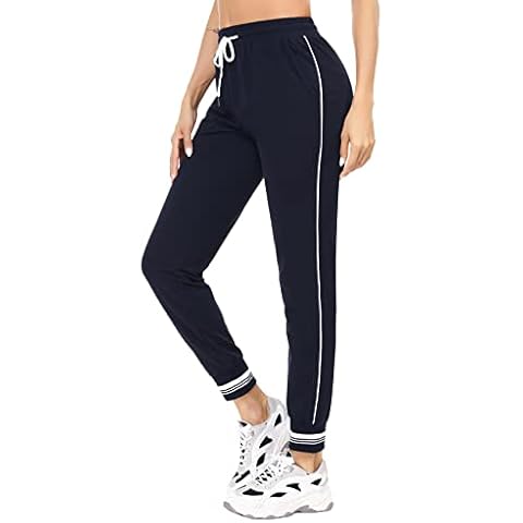 iClosam Women's Joggers Pants Gym Sport Sweatpants Trousers for Casual Jogging Tracksuit Bottoms with Two pocks S~XXL(Navy Blue,S) Cover