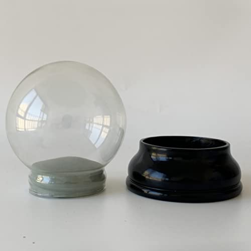 Geckododo Clear Diy Empty Snow Globe Kit Glass Water Globe Jar With Resin Base -3.9 Inch Diameter #TOP1