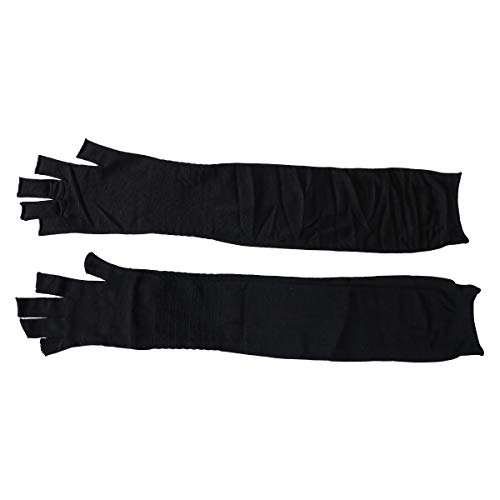 【絹屋】内側シルク指切りアームカバー ロング丈