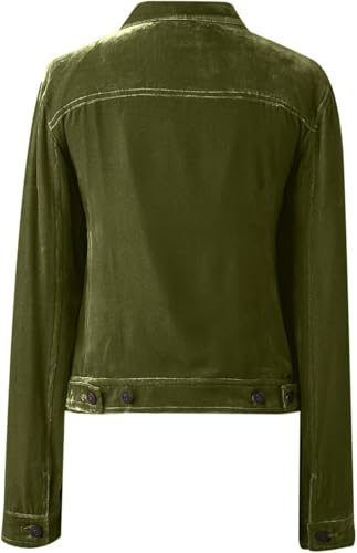 Womens Fall Velvet Cargo Jackets Casual Long Sleeve Button Down Cropped Jacket with Pockets Old Money Clothes 20254