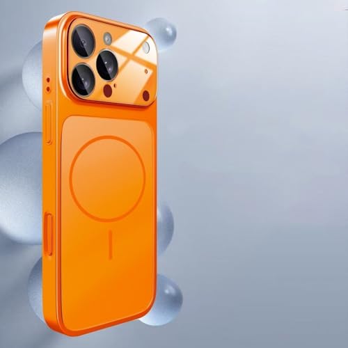 Coque iPhone 16 Pro Max magnétique en verre trempé mat orange