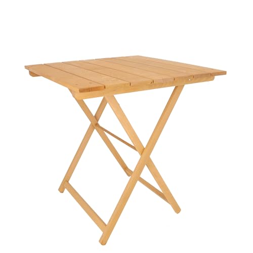 Mueblear Velador de Haya Plegable con tablillas 70x70 Aceite, 70x70x76