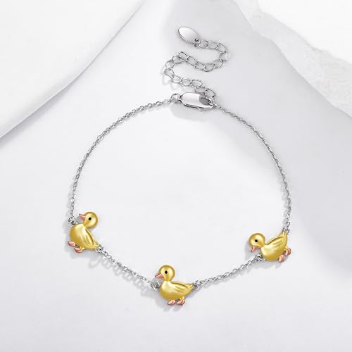 YAFEINI Duck Bracelet 925 Sterling Silver Cute Animal Mother's Day Jewelry for Women Mom2