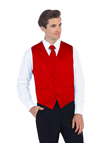 Gioberti Men's Formal 4pc Satin Vest Necktie Bowtie and Pocket Square3