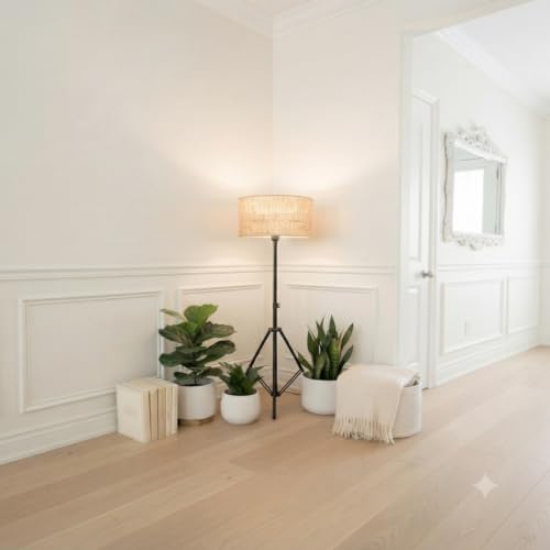 Image of THE GRANDEUR Floor Lamp for Living Room Decoration, Decorative Metal Floor Lamp Standing Home Decoration Floor Jute Lamp Shade Reading for Bedroom, Office, Home Decor, Kitchen