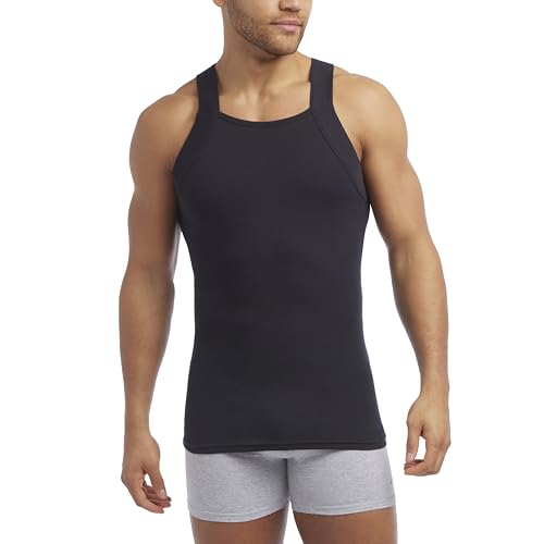 Evolve Men's Cotton Comfort Square Cut Tank Multi Pack Base Layer Top - Image 3