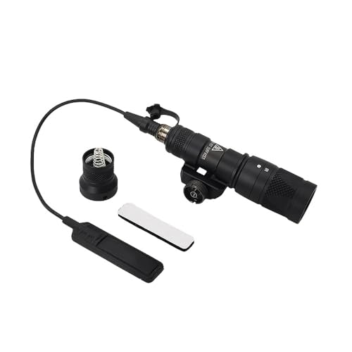 HATSEN Tactical M300V Flashlight IR Light with Flashlight Mount & Remote Pressure Switch Pad, 400 Lumens LED Light for Outdoor Hunting, Fit 20mm Picatinny Rail, Black