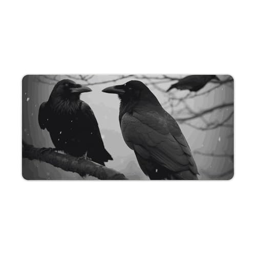 Crow Birds Desk Pad Large con base antideslizante