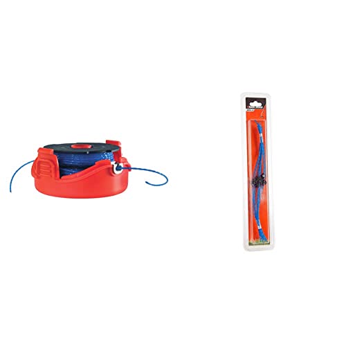 BLACK+DECKER Lot de 10 Fils Torsadés Haute Performance, Fils HDL de Rechange & Cassette avec Bobine de Rechange pour Coupe-Bordures, Bobine Reflex Plus A...