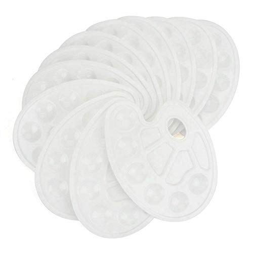 ELECTROPRIME White Paint Tray Palettes with Ten-Well Thumb Hole - 12 Pack G8Q8