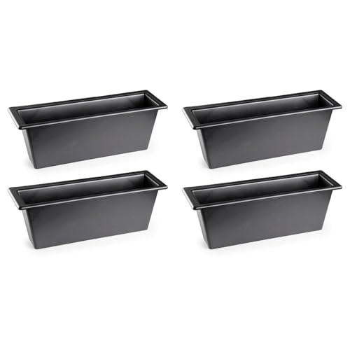 AC - Pack de 4 Jardineras de Plástico para Cementerio, Maceta Rectangular Resistente para Flores Naturales o Artificiales, Fabricado en España (Negro - 30 cm)