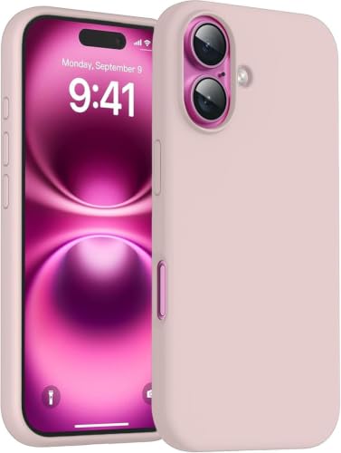 Image of DIZORO Compatible for iPhone 16 Plus Case 6.7, Slim Liquid Silicone 3 Layers Full Covered Soft Gel Rubber Phone Case Protective Cover 6.7 Inch - Sand Pink